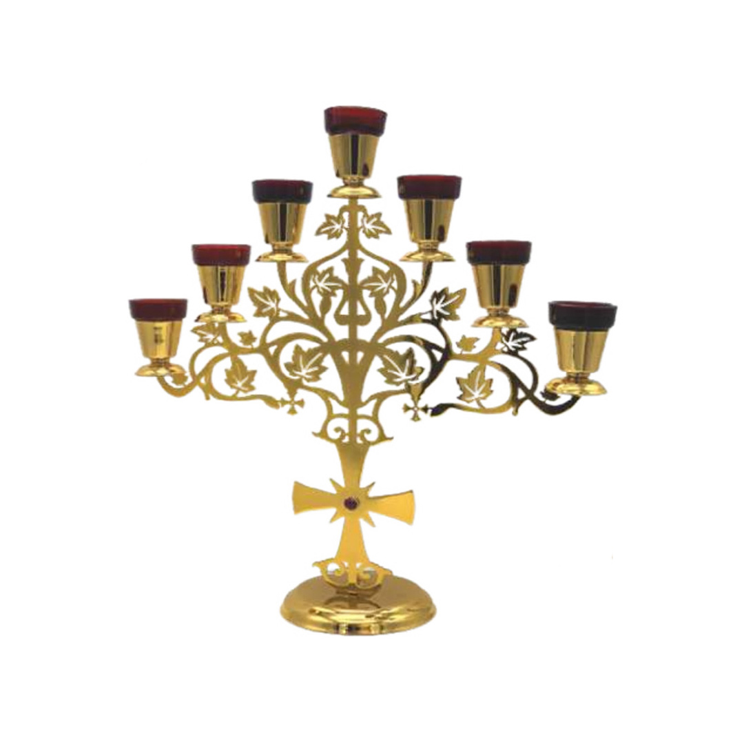 Seven Light Vigil Lamp Gold Paint