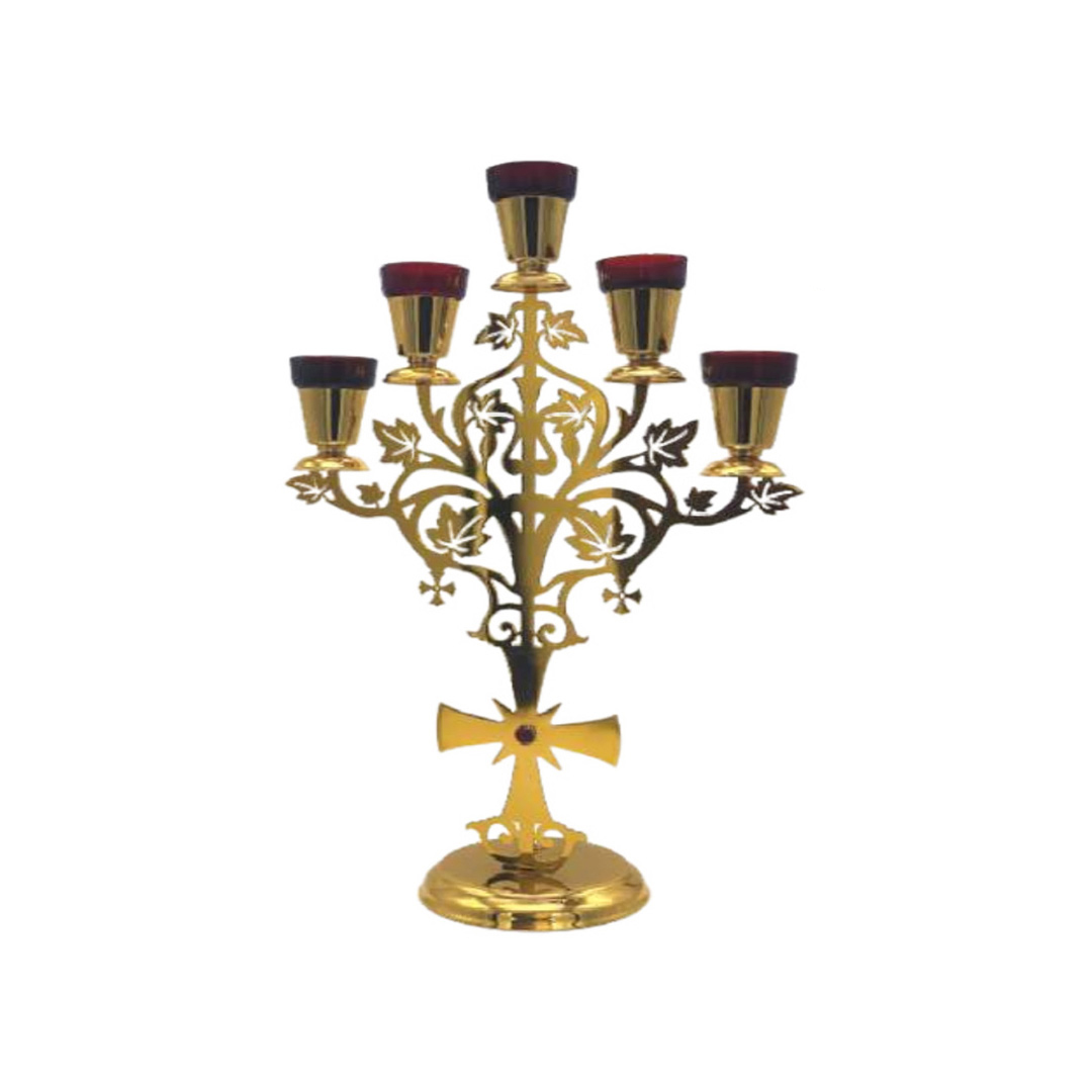 Five Light Vigil Lamp Gold Paint