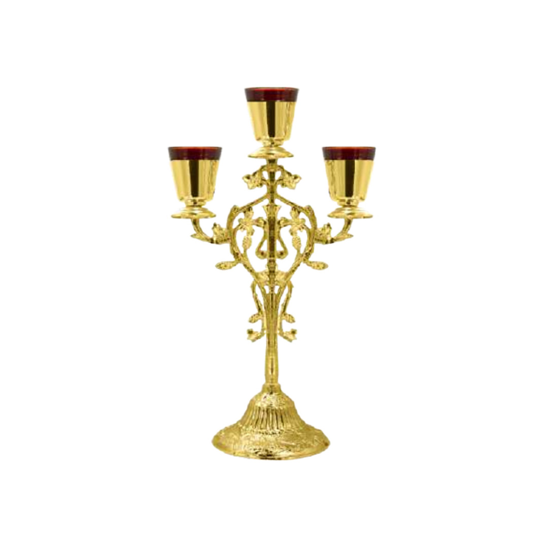 Three Lights Vigil Lamp Gold Paint